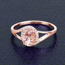 Load image into Gallery viewer, 0.78 Carat Genuine Morganite and White Diamond 14K Rose Gold Ring
