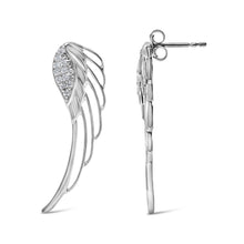 将图片加载到图库查看器，14K White Gold 1/4 Cttw Lab Grown Diamond Angel Wing Stud Earrings (F-G Color, VS1-VS2 Clarity)
