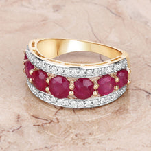 Load image into Gallery viewer, 3.24 Carat Genuine Ruby and White Diamond 14K Yellow Gold Ring
