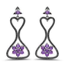 Load image into Gallery viewer, 6.31 Carat Genuine Amethyst &amp; Black Spinel .925 Sterling Silver Earrings
