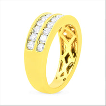 将图片加载到图库查看器，10K Yellow Gold Two-Row Diamond Band Ring (1 Cttw, J-K Color, I1-I2 Clarity) - Size 6
