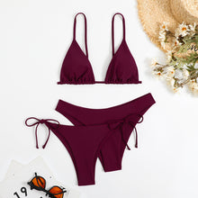 Load image into Gallery viewer, Essential Edge 3-Piece Bikini Set for Women – Solid Color High-Cut Triangle Top Two-Style Bottoms with Side Lace-Up Design &amp; Quick-Drying Comfort – Versatile Women's Swimwear for Summer Pool Beach &amp; Travel
