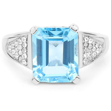 Load image into Gallery viewer, 5.75 Carat Genuine Swiss Blue Topaz and White Topaz .925 Sterling Silver Ring
