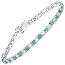 Load image into Gallery viewer, 5.77 Carat Genuine Emerald and White Topaz .925 Sterling Silver Bracelet
