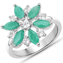 Load image into Gallery viewer, 1.85 Carat Genuine Emerald and White Topaz .925 Sterling Silver Ring
