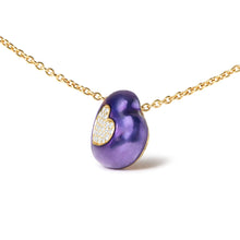 Load image into Gallery viewer, 18K Yellow Gold Blue Enamel 1/10 Cttw Round Pave Diamonds Heart Shape 18" Pendant Necklace  (G-H Color, SI1-SI2 Clarity) - Adjustable up to 16" - 18"
