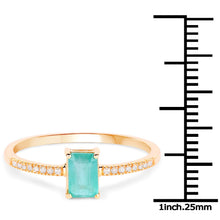 Load image into Gallery viewer, 0.59 Carat Genuine Zambian Emerald and White Diamond 14K Yellow Gold Ring
