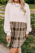 Load image into Gallery viewer, Vintage Plaid Round Neck Long Sleeve Mini Dress Cozy &amp; Stylish Dress Retro Design Dress For Party
