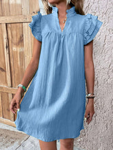 Load image into Gallery viewer, Elegant Ruffled Cap Sleeve Mini Dress Feminine &amp; Flowy Summer Dress
