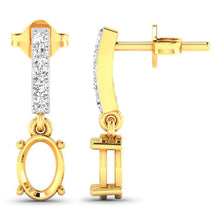 Load image into Gallery viewer, 0.14 Carat Genuine White Diamond 14K Yellow Gold Semi Mount Earrings - holds 7x5mm Oval Gemstones

