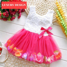 Load image into Gallery viewer, Luxury Modern Handmade Girls Sweetness Flower Kids Dress Princess Summer Sleeveless Mini Tutu Dress Childs Bow Pink Yellow Red Girls Clothing Dress
