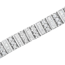 Load image into Gallery viewer, 14K White Gold 4 7/8 cttw Baguette &amp; Round Brilliant-Cut Diamond Channel- &amp; Prong-Set Tennis Bracelet (I-J Color, I1-I2 Clarity) - Size 7.25"
