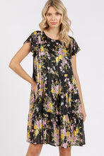 Load image into Gallery viewer, New Summer Flower Print Round Neck Flutter Sleeve Tiered Dress For Women – Feminine, Trendy, Romantic &amp; Flattering Design
