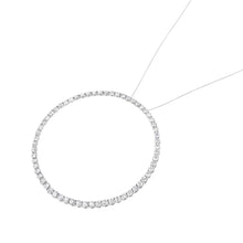 将图片加载到图库查看器，.925 Sterling Silver 5.0 Cttw Prong Set Round-cut Diamond Open Circle Hoop 18" Pendant Necklace (I-J Color, I2-I3 Clarity)
