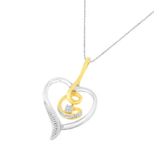 Load image into Gallery viewer, Espira 10K Two-Tone Yellow &amp; White Gold .03 Cttw Diamond-Accented Round-Cut Diamond Swirl Open Heart 18" Pendant Necklace (I-J Color, I2-I3 Clarity)
