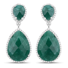 Load image into Gallery viewer, 19.42 Carat Dyed Emerald and White Topaz .925 Sterling Silver Earrings
