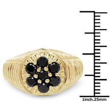 将图片加载到图库查看器，14K Yellow Gold Plated 1.40 Carat Genuine Black Diamond .925 Sterling Silver Ring
