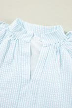 Load image into Gallery viewer, Blue Lightweight Ruffled Striped Mini Dress Chic Playful Dress for Women Charming Design Dress
