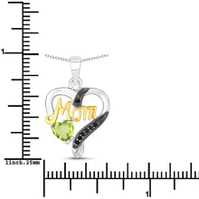 Load image into Gallery viewer, 0.49 Carat Genuine Peridot and Black Spinel .925 Sterling Silver Pendant
