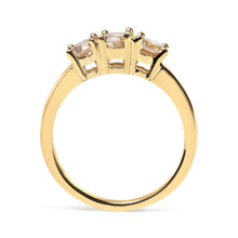 Load image into Gallery viewer, 10K Yellow Gold 1.00 Cttw Champagne Diamond 3-Stone Band Ring (J-K Color, I1-I2 Clarity)  - Size 7
