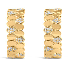 将图片加载到图库查看器，14K Yellow Gold Plated .925 Sterling Silver 3/8 Cttw Diamond Pave Pear Link J Hoop Earrings (H-I Color, I1-I2 Clarity)
