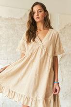 Load image into Gallery viewer, Ruffled Hem Striped V-Neck Babydoll Dress For Women – Playful, Chic, Versatile, Perfect for Casual to Semi-Formal Occasions
