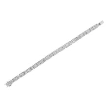 将图片加载到图库查看器，14K White Gold 5.0 Cttw Princess-Cut Diamond Rectangular Alternating Station 7" Tennis Bracelet (G-H Color, SI1-SI2 Clarity)
