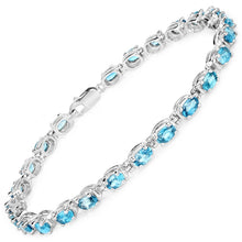 Load image into Gallery viewer, 7.92 Carat Genuine Blue Zircon .925 Sterling Silver Bracelet
