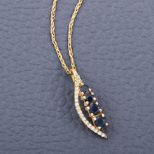 将图片加载到图库查看器，0.40 Carat Genuine Blue Sapphire and White Diamond 14K Yellow Gold Pendant
