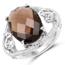 Load image into Gallery viewer, 10.50 Carat Genuine Smoky Quartz .925 Sterling Silver Ring

