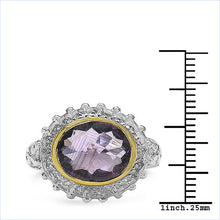 Load image into Gallery viewer, Two Tone Plated 4.36 Carat Genuine Amethyst &amp; White Topaz .925 Sterling Silver Ring
