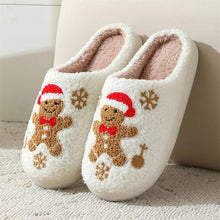将图片加载到图库查看器，Christmas Slippers Gingerbread Slippers Women and Men Holiday Halloween Slippers Indoor Bedroom Fluffy Warm Fleece Slippers Winter Soft Cozy Home Non-Slip Soft Plush Slip-on Wool Lined House Shoes
