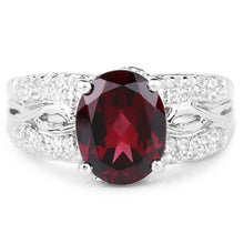 Load image into Gallery viewer, 3.23 Carat Genuine Rhodolite and White Topaz .925 Sterling Silver Ring
