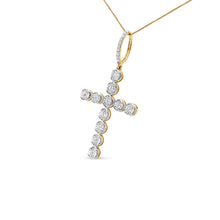 将图片加载到图库查看器，10K Yellow Gold 5/8 Cttw Miracle Set Round Diamond Circle Link Cross Pendant Necklace for Men (H-I Color, SI1-SI2 Clarity) - NO CHAIN INCLUDED
