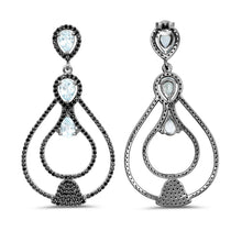 Load image into Gallery viewer, 8.81 Carat Genuine Blue Topaz and Black Spinel .925 Sterling Silver Earrings
