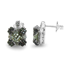 Load image into Gallery viewer, 2.91 Carat Genuine Green Amethyst, White Sapphire &amp; Green Diamond .925 Sterling Silver Earrings
