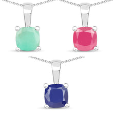 Load image into Gallery viewer, 3.00 Carat Genuine Emerald, Glass Filled Ruby &amp; Glass Filled Sapphire .925 Sterling Silver Pendant
