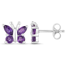 Load image into Gallery viewer, 1.00 Carat Genuine Amethyst .925 Sterling Silver Earrings
