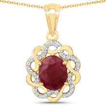 Load image into Gallery viewer, 3.43 Carat Genuine Ruby and White Topaz .925 Sterling Silver Pendant
