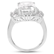 Load image into Gallery viewer, 9.77 Carat Genuine Crystal Quartz &amp; White Topaz .925 Sterling Silver Ring
