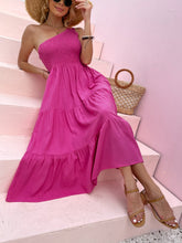 Load image into Gallery viewer, Smocked Single Shoulder Sleeveless Dress Stylish &amp; Comfortable Summer Long Dress Lightweight Dress
