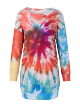 Load image into Gallery viewer, Full Size Tie-Dye Round Neck Long Sleeve Dress Trendy &amp; Comfortable Casual Dress for Women
