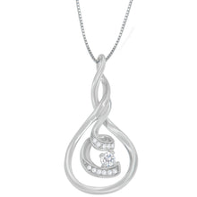 Load image into Gallery viewer, Espira 10K White Gold 1/8 cttw Round Cut Diamond Layered Spiral Pendant Necklace (I-J, I1-I2)
