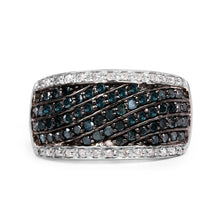 Load image into Gallery viewer, 0.80 Carat Genuine Blue Diamond and White Diamond .925 Sterling Silver Ring
