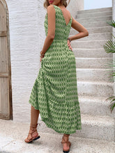 Load image into Gallery viewer, Vintage Printed V-Neck Tie Waist Midi Dress Lightweight Trendy &amp; Elegant Dress for Women
