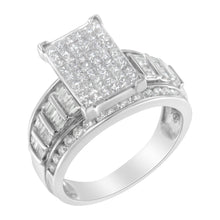 Load image into Gallery viewer, 14K White Gold 2.0 Cttw Mixed-Cut Diamond Rectangle Invisible-Set Composite Cluster Ring with Bar- and Channel-Set Band (H-I Color, SI2-I1 Clarity) - Size 5
