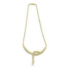 Load image into Gallery viewer, 14k Yellow Gold 17.0 Cttw Diamond Double Row Lariat 18" Inch Tennis Necklace with Pear Shape Diamond Drop Tips (I-J Color, VS2-SI1 Clarity)
