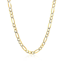 将图片加载到图库查看器，4.0mm 14K Yellow Gold Solid Pave Figaro Chain
