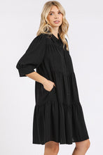 Load image into Gallery viewer, Button Detail Collared Neck Tiered Shirt Dress For Women – Classic Elegant, Fluttering, Chic, and Versatile For Any Occasion
