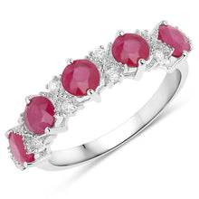 Load image into Gallery viewer, 1.61 Carat Genuine Ruby and White Diamond 14K White Gold Ring
